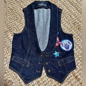 ALEXANDER MCQUEEN DENIM VEST WITH PATCHES